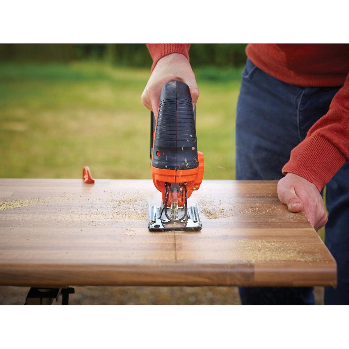 Black & Decker Cordless Pendulum Jigsaw 18V Bare Unit Tool-Free Blade Change Black Orange - Image 2