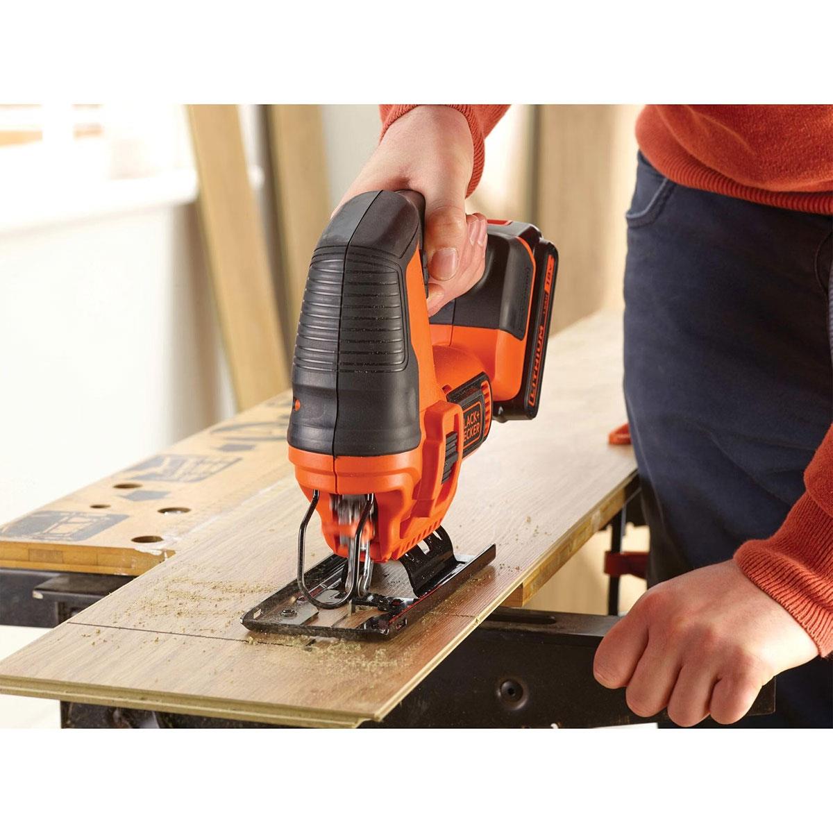 Black & Decker Cordless Pendulum Jigsaw 18V Bare Unit Tool-Free Blade Change Black Orange - Image 3