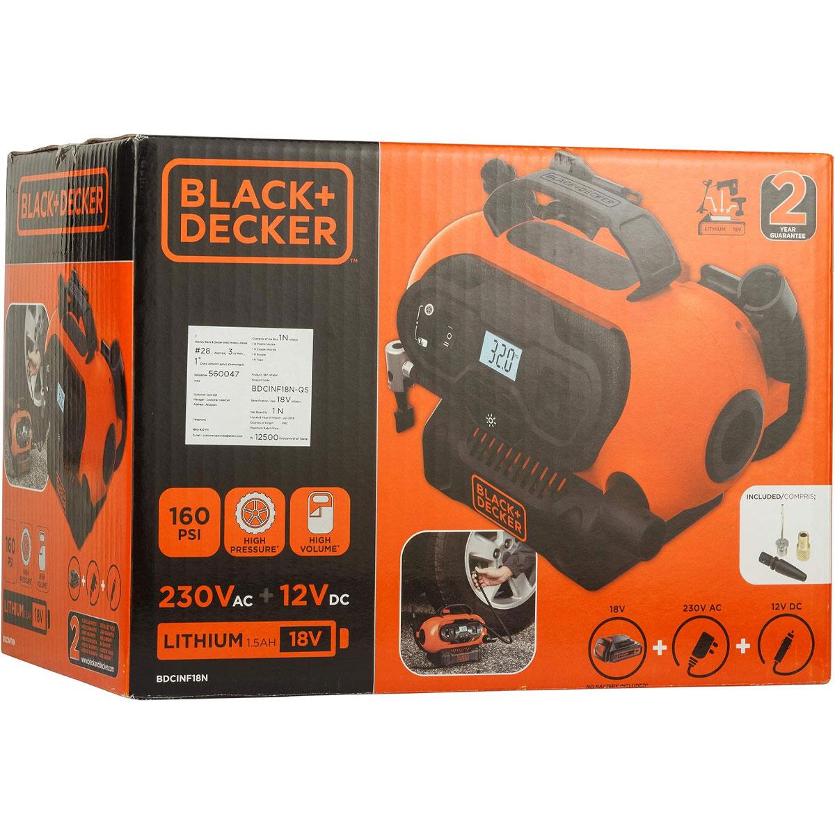 Black & Decker Cordless High Pressure Inflator 12V DC Air Compressor 160 PSI Orange - Image 14