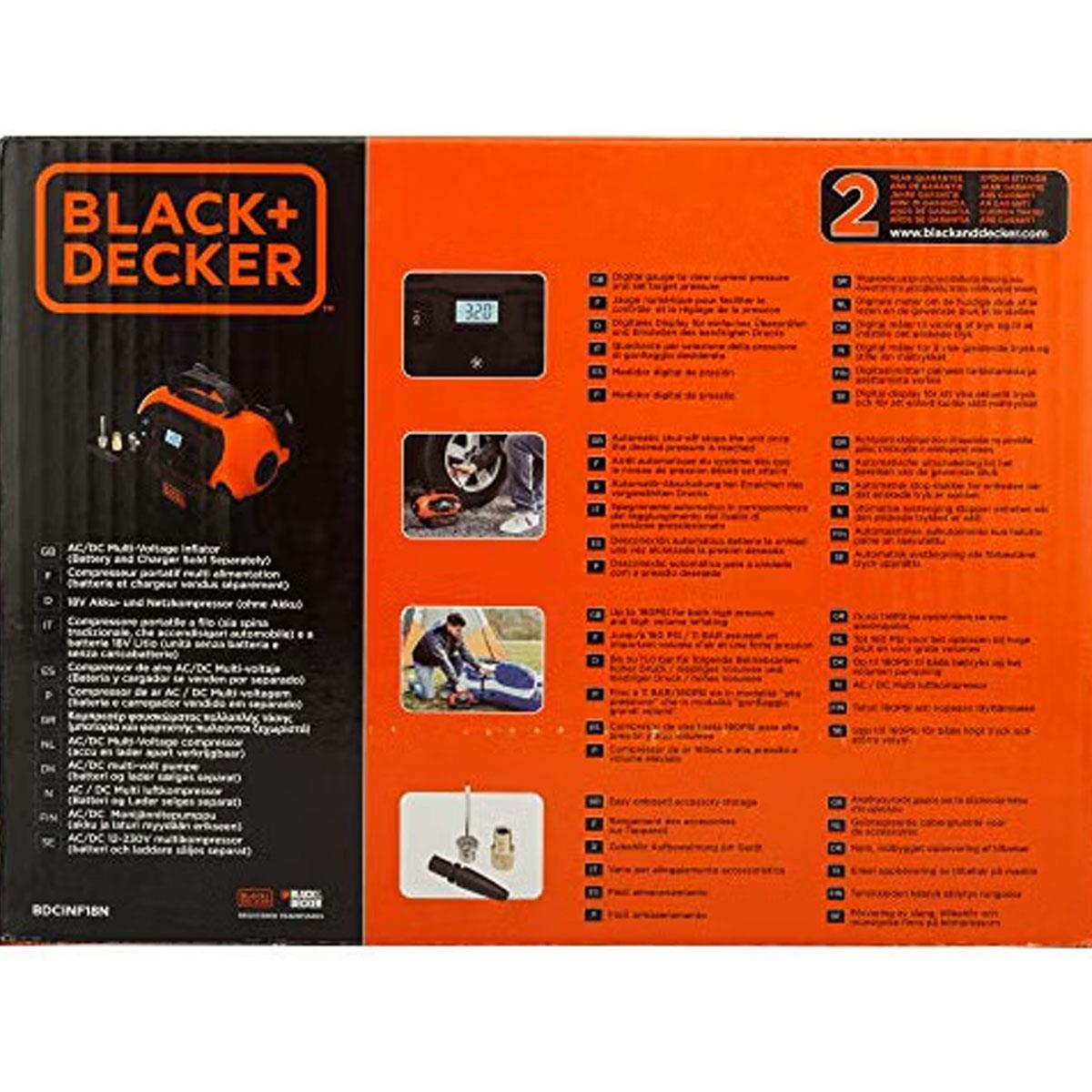 Black & Decker Cordless High Pressure Inflator 12V DC Air Compressor 160 PSI Orange - Image 15