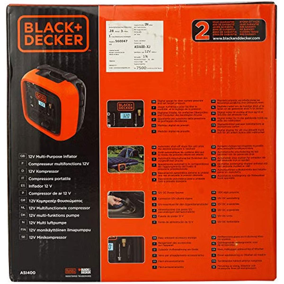 Black & Decker Cordless High Pressure Inflator 12V DC Air Compressor 160 PSI Orange - Image 16