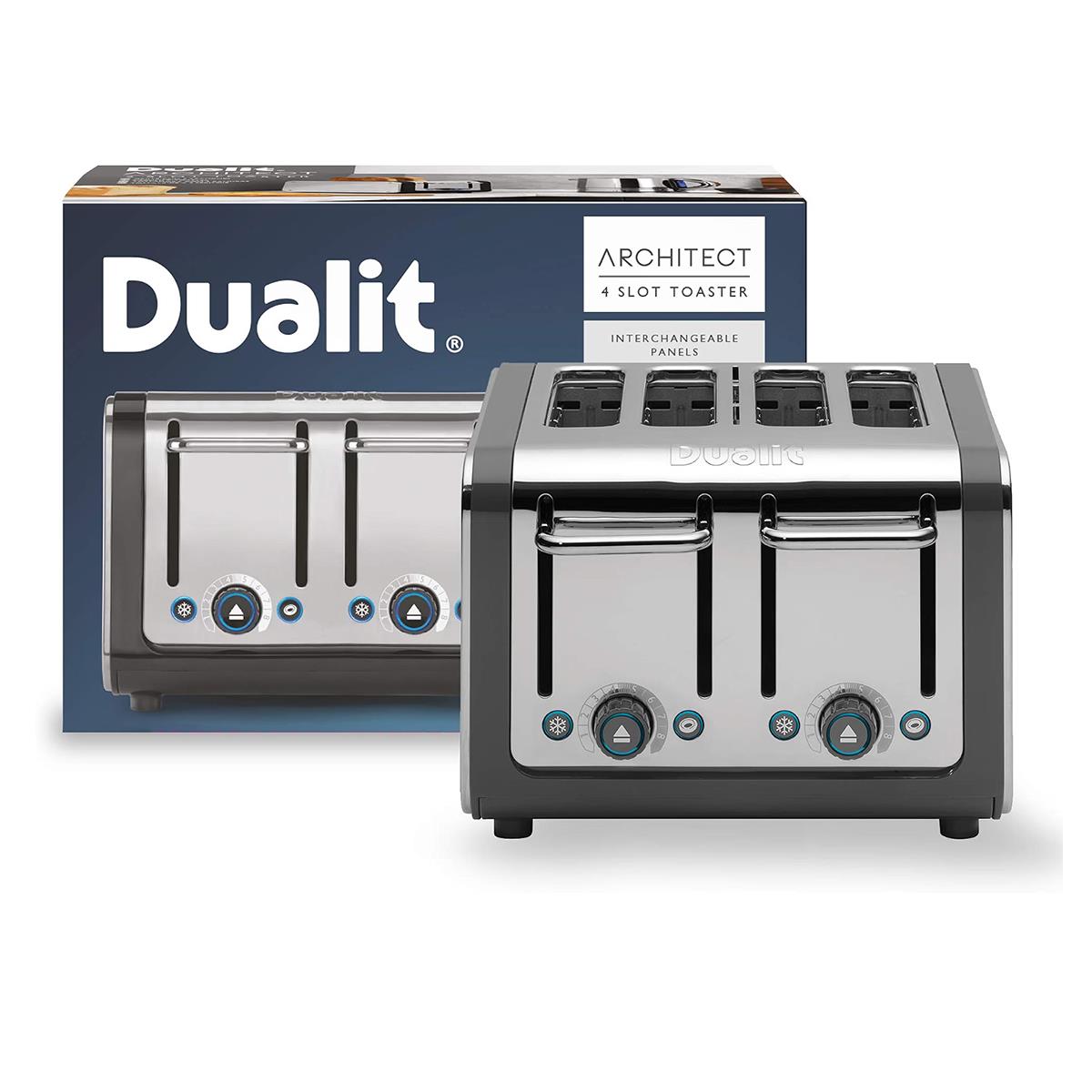 Dualit Architect 4 Slice Toaster Brushed Stainless Steel Grey With Extra Wide Slots And Bagel Function - Image 9