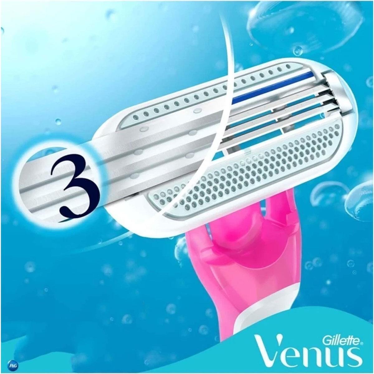 Gillette Venus Tropical Women's Disposable Razors 3 Blade Aloe Moisture Strip Sensitive Skin Multicoloured 3 Pack - Image 6