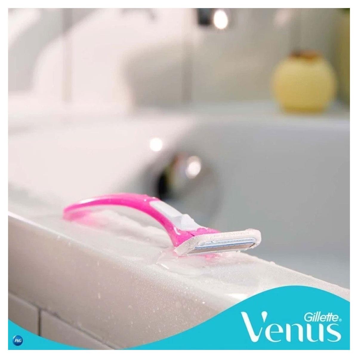 Gillette Venus Tropical Women's Disposable Razors 3 Blade Aloe Moisture Strip Sensitive Skin Multicoloured 3 Pack - Image 10